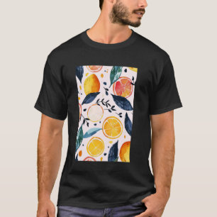 Vintage Pattern Art Lemon Fruit Watercolor 6 T-Shirt