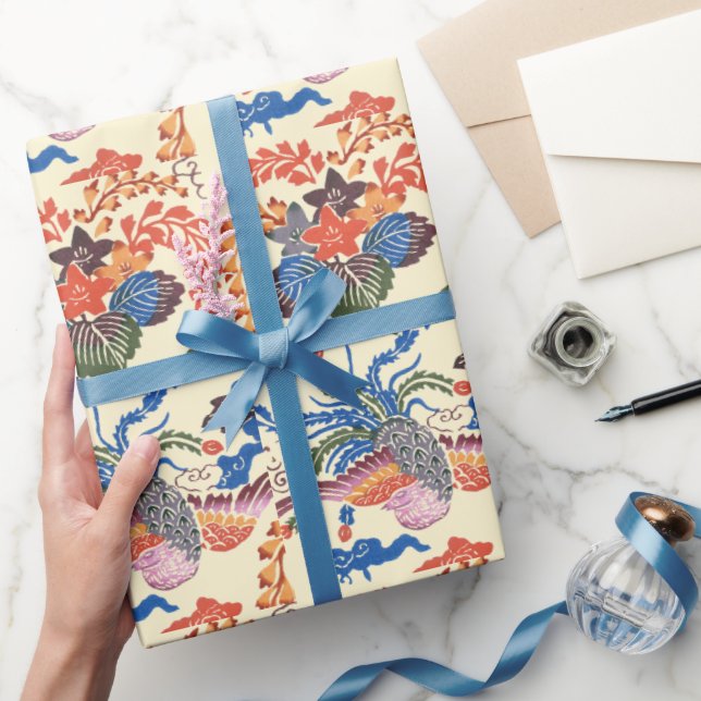 Vintage Pattern Bingata: Paulownia and Phoenix Wrapping Paper (Gifting)