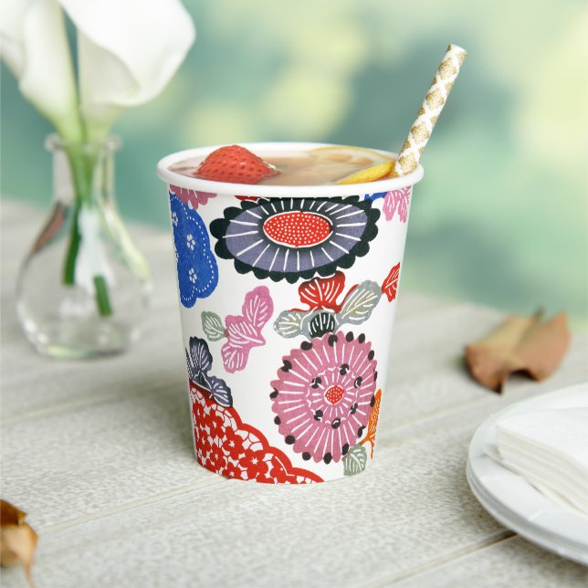 Vintage Pattern Bingata: Small cherry blossoms ... Paper Cups (Insitu)