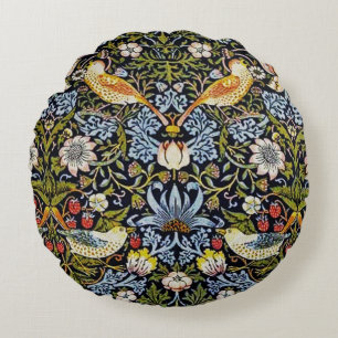 Vintage Pattern Birds Fruit Blue Green Red Round Cushion