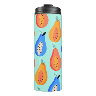vintage pattern. Cute citrus summer fruit. illustr Thermal Tumbler