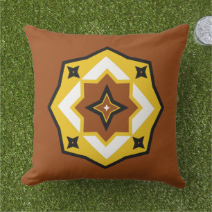 Vintage pattern design rustic cute brown yellow cushion