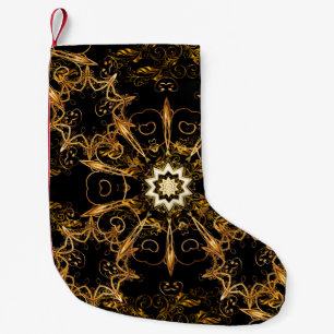 Vintage pattern. Golden grid. Snowflake, Christmas Small Christmas Stocking