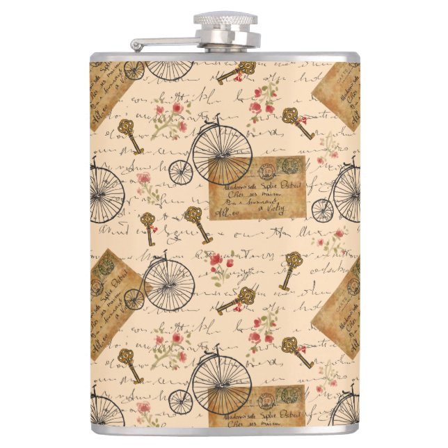 vintage pattern hip flask (Front)
