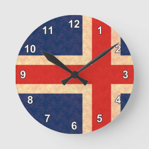 Vintage Pattern Icelander Flag Round Clock