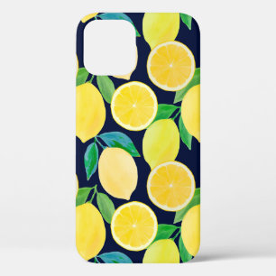 Vintage pattern illustration of watercolor lemon iPhone 12 case