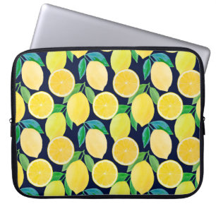 Vintage pattern illustration of watercolor lemon laptop sleeve