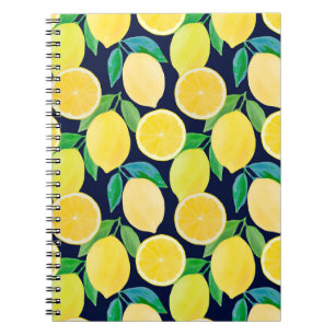 Vintage pattern illustration of watercolor lemon notebook