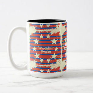 Vintage Pattern Independence day Two-Tone Coffee Mug
