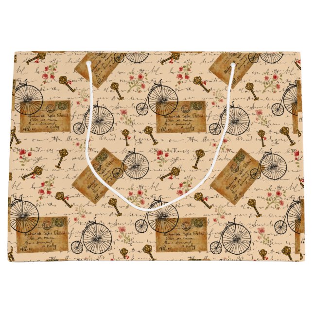 vintage pattern large gift bag (Front)
