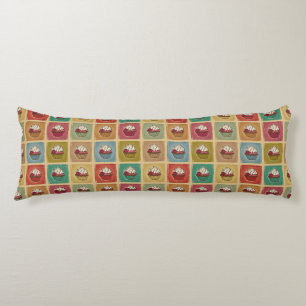 Vintage pattern made of cupcakes body cushion