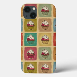 Vintage pattern made of cupcakes iPhone 13 case
