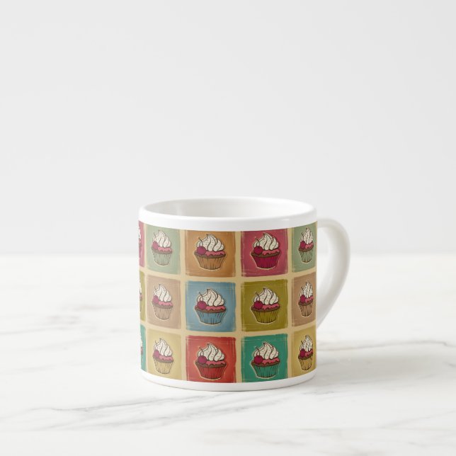 Vintage pattern made of cupcakes espresso cup (Front Right)