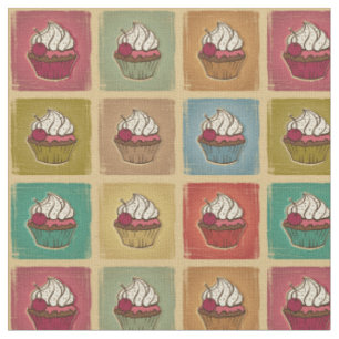 Vintage pattern made of cupcakes fabric
