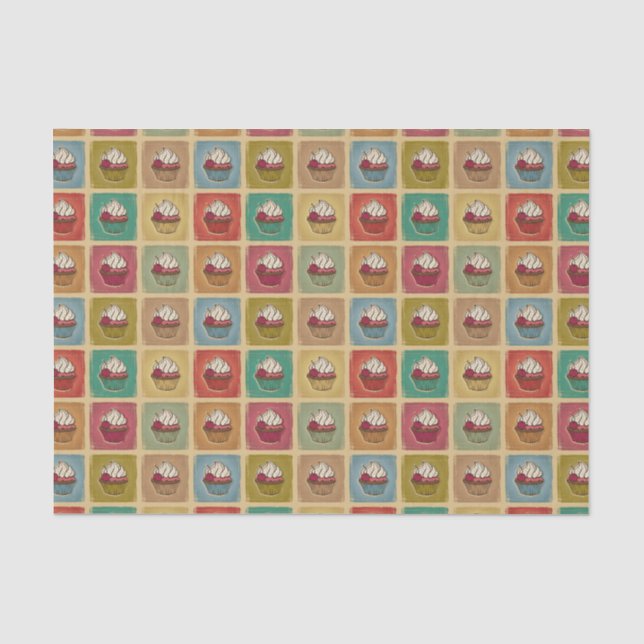 Vintage pattern made of cupcakes tissue paper (Front)