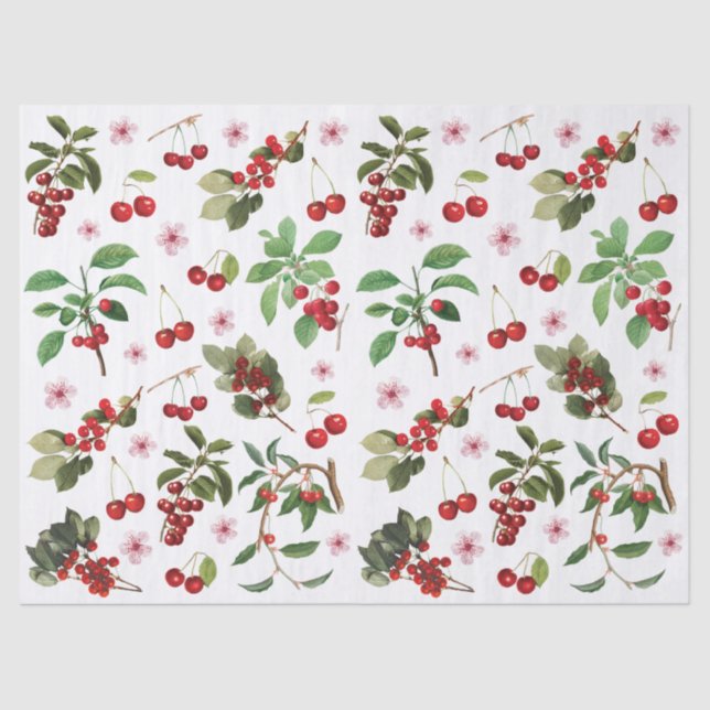 Vintage Pattern of Cherries Collage Decoupage Tissue Paper (Front)