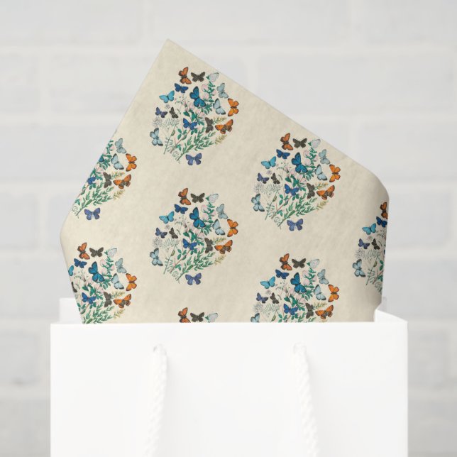 Vintage pattern of flowers and butterflies tissue paper (Gift Bag)