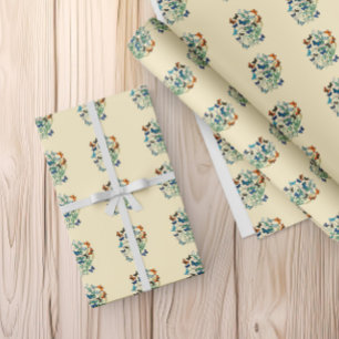 Vintage pattern of flowers and butterflies wrapping paper