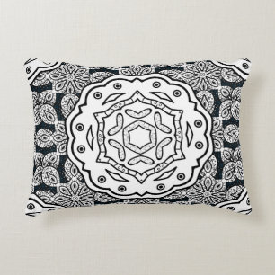 Vintage pattern on blue background with white elem decorative cushion