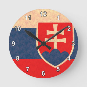 Vintage Pattern Slovak Flag Round Clock
