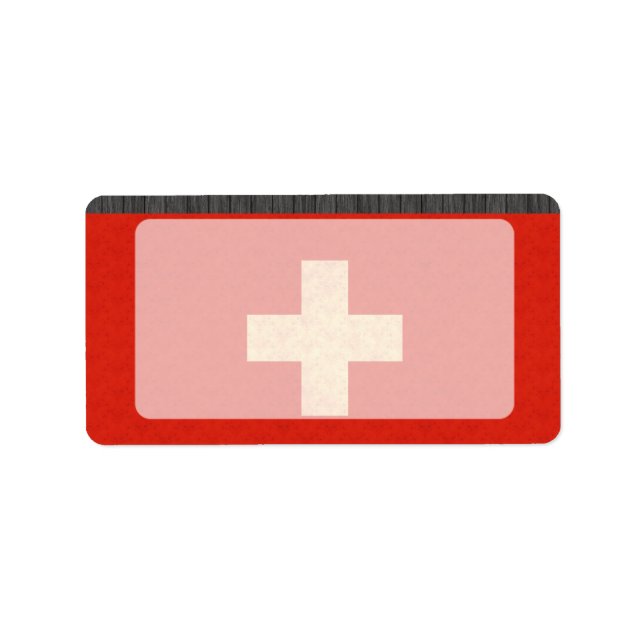 Vintage Pattern Swiss Flag Label (Front)