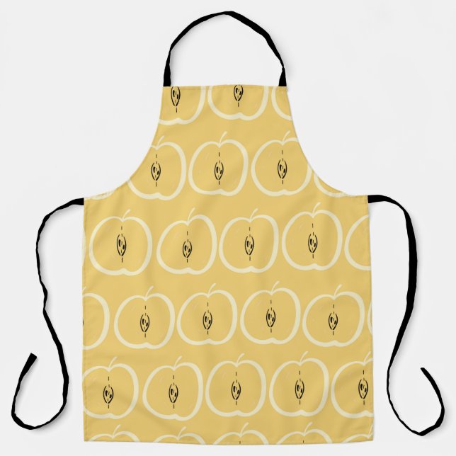 Vintage pattern with apple. Hand drawn illustratio Apron (Front)