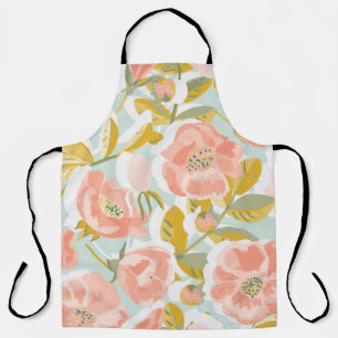Vintage pattern with blooming rose hips and fruits apron