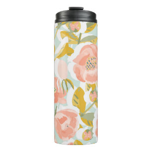 Vintage pattern with blooming rose hips and fruits thermal tumbler