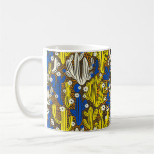 Vintage pattern with cactus on black background. S Coffee Mug
