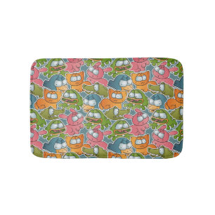 Vintage pattern with cartoon animals bath mat