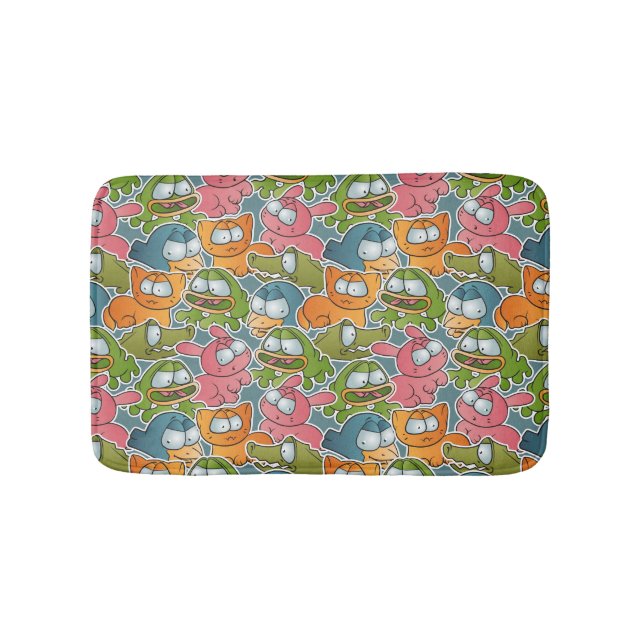 Vintage pattern with cartoon animals bath mat (Front)