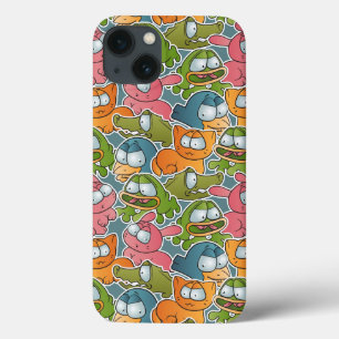 Vintage pattern with cartoon animals iPhone 13 case