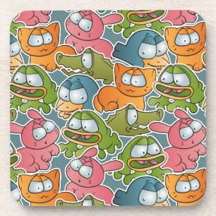 Vintage pattern with cartoon animals coaster