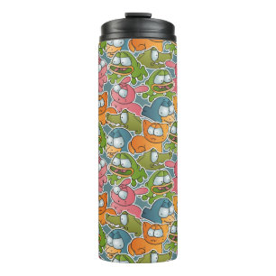 Vintage pattern with cartoon animals thermal tumbler