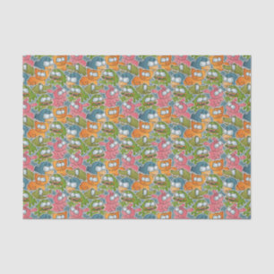 Vintage pattern with cartoon animals tissue paper