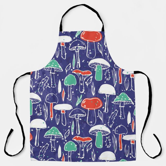 Vintage pattern with different mushrooms. Autumn v Apron (Front)