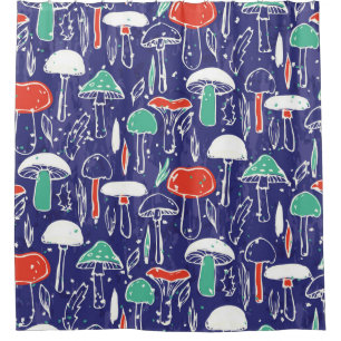 Vintage pattern with different mushrooms. Autumn v Shower Curtain