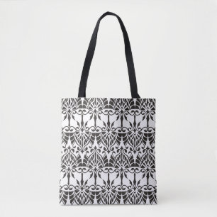 vintage pattern with floral and geometrical orname tote bag