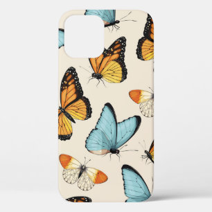 Vintage pattern with high detailed tropic butterfl iPhone 12 case