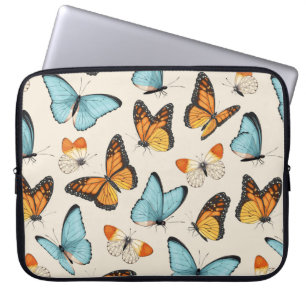 vintage pattern with high detailed tropic butterfl laptop sleeve