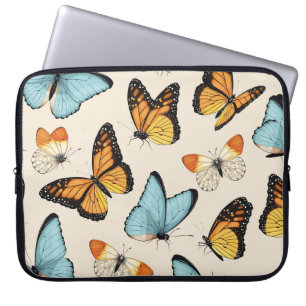 Vintage pattern with high detailed tropic butterfl laptop sleeve