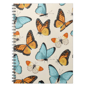 vintage pattern with high detailed tropic butterfl notebook