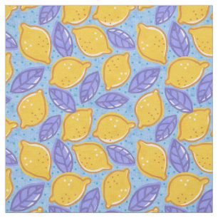 Vintage pattern with lemons in doodle style. fabric