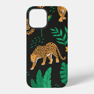 Vintage pattern with leopards and tropical leaves  iPhone 12 case