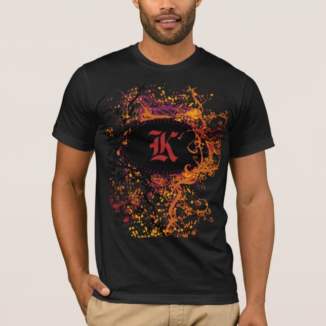 Vintage Pattern with Monogram Letter K T-Shirt (Front)