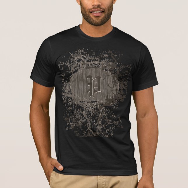 Vintage Pattern with Monogram Letter P T-Shirt (Front)