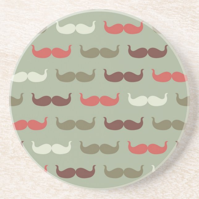 Vintage pattern with moustache coaster (Front)