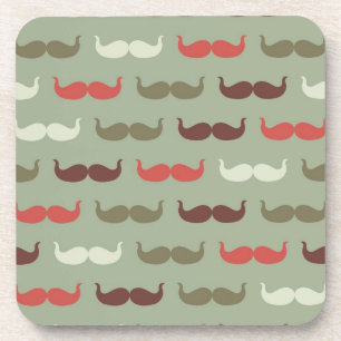 Vintage pattern with moustache coaster