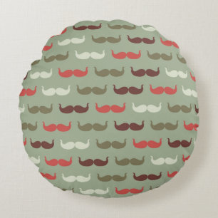 Vintage pattern with moustache round cushion
