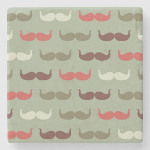 Vintage pattern with moustache stone coaster